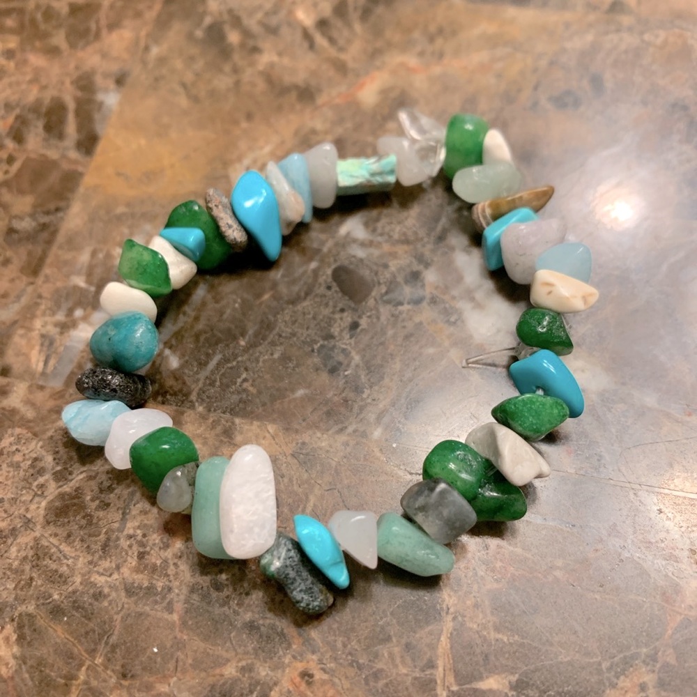 Blue&Silver stone bracelet handmade